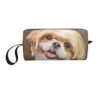 El Bolso del Maquillaje, recibe el Organizador portátil de la Bolsa del Maquillaje del Bolso del artículo de tocador del Bolso cosmético del Viaje del Bolso,Lindo Perro Shih Tzu