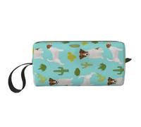 El Bolso del Maquillaje, recibe el Organizador portátil de la Bolsa del Maquillaje del Bolso del artículo de tocador del Bolso cosmético del Viaje del Bolso,Jack Russell Perro Cactus