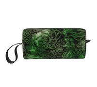 El Bolso del Maquillaje, recibe el Organizador portátil de la Bolsa del Maquillaje del Bolso del artículo de tocador del Bolso cosmético del Viaje del Bolso,Serpiente Verde Estampada