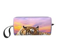 El Bolso del Maquillaje, recibe el Organizador portátil de la Bolsa del Maquillaje del Bolso del artículo de tocador del Bolso cosmético del Viaje del Bolso,Relajarse Tigre
