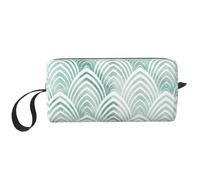El Bolso del Maquillaje, recibe el Organizador portátil de la Bolsa del Maquillaje del Bolso del artículo de tocador del Bolso cosmético del Viaje del Bolso,Básculas Aqua Mint Blanco Geometría Mármol