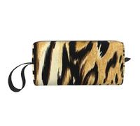El Bolso del Maquillaje, recibe el Organizador portátil de la Bolsa del Maquillaje del Bolso del artículo de tocador del Bolso cosmético del Viaje del Bolso,Leopardo León Piel de Tigre Piel Atigrado