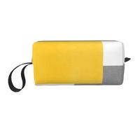 El Bolso del Maquillaje, recibe el Organizador portátil de la Bolsa del Maquillaje del Bolso del artículo de tocador del Bolso cosmético del Viaje del Bolso,Bloque Geométrico Blanco Gris Amarillo