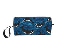 El Bolso del Maquillaje, recibe el Organizador portátil de la Bolsa del Maquillaje del Bolso del artículo de tocador del Bolso cosmético del Viaje del Bolso,Orcas del océano