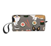 El Bolso del Maquillaje, recibe el Organizador portátil de la Bolsa del Maquillaje del Bolso del artículo de tocador del Bolso cosmético del Viaje del Bolso,Corgi Sushi Corgis Perro