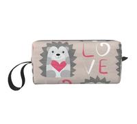 El Bolso del Maquillaje, recibe el Organizador portátil de la Bolsa del Maquillaje del Bolso del artículo de tocador del Bolso cosmético del Viaje del Bolso,Erizo con Amor de corazón
