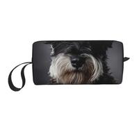 El Bolso del Maquillaje, recibe el Organizador portátil de la Bolsa del Maquillaje del Bolso del artículo de tocador del Bolso cosmético del Viaje del Bolso,Schnauzer Retrato Gris Oscuro