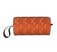 El Bolso del Maquillaje, recibe el Organizador portátil de la Bolsa del Maquillaje del Bolso del artículo de tocador del Bolso cosmético del Viaje del Bolso,Cuatrifolio Dorado sobre Naranja Quemado