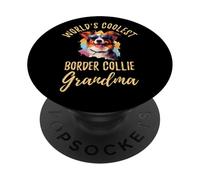 El Border Collie más Guay del Mundo Retro, la Abuela y el Gracioso Abuelo PopSockets PopGrip Adhesivo