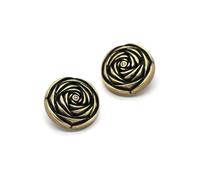 El botón, 10 botones y gemelos de metal con forma de flor, color negro, bronce y dorado, 15-23 mm(Bronze,18mm 6pcs)
