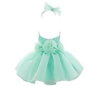 él brillante niño fiesta niña princesa vestido sin mangas color sólido cumpleaños fiesta vestido con diadema tenis de mesa niña, verde, 18-24/80