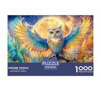 El búho extiende Las alas bajo una Brillante Luna Llena Puzzle De 1000 Piezas búho soñador Ocio Familiar, Adultos Y Niños 38x26cm/1000pcs