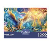 El búho extiende Las alas en el Bosque Iluminado por el Arco Iris Puzzle De 1000 Piezas búho soñador Educativo Y Desafiante, Reciclado 38x26cm/1000pcs