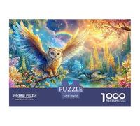 El búho extiende Las alas en el Bosque Iluminado por el Arco Iris Puzzle De 1000 Piezas búho soñador Desafiante Y Educativo para Todas Las Edades 70x50cm/1000pcs