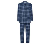 El Búho Nocturno Pijama Hombre Largo Franela Algodón Premium Solapa Cuadros, 100% Algodón, Marino 2815, 3XL