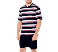 El Búho Nocturno Pijama Hombre Verano Manga Corta - Algodón 100% o Mezcla - Tela Chaqueta Abierto Botones Judo o Punto Fresquito - Ropa Dormir Corto Rayas Bolsillos - 100% Algodón, Rojo 3034, XL