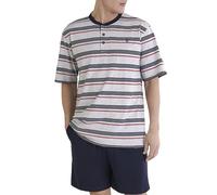El Búho Nocturno Pijama Hombre Verano Manga Corta - Algodón 100% o Mezcla - Tela Chaqueta Abierto Botones Judo o Punto Fresquito - Ropa Dormir Corto Rayas Bolsillos - 100% Algodón, Gris 3041, XL