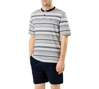 El Búho NOCTURNO Pijama Hombre Verano Manga Corta - Algodón 100% o Mezcla - Tela Chaqueta Abierto Botones Judo o Punto Fresquito - Ropa Dormir Corto Rayas Bolsillos - 81% Alg., 19% Pol., Gris 3081, XL