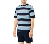 El Búho Nocturno Pijama Hombre Verano Manga Corta - Algodón 100% o Mezcla - Tela Chaqueta Abierto Botones Judo o Punto Fresquito - Ropa Dormir Corto Rayas Bolsillos - 100% Algodón, Azul 3082, XXL