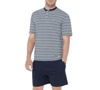 El Búho Nocturno Pijama Hombre Verano Manga Corta - Algodón 100% o Mezcla - Tela Chaqueta Abierto Botones Judo o Punto Fresquito - Ropa Dormir Corto Rayas Bolsillos - 100% Algodón, Verde 3035, XL