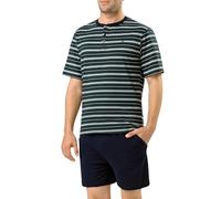 El Búho Nocturno Pijama Hombre Verano Manga Corta - Algodón 100% o Mezcla - Tela Chaqueta Abierto Botones Judo o Punto Fresquito - Ropa Dormir Corto Rayas Bolsillos - 100% Algodón, Verde 3080, XL