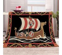El Buque De Guerra con Cabeza De Dragón Rompe Las Olas. Manta de Franela 3D Suave - Cubre Sofá/Cama 130x150 cm,Leyendas Marineras Estampado 3D Ultrarealista,Polar Caliente,Lavable,Hogar/Dormitorio