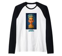 El Busto de la Reina egipcia Nefertiti Gráfico de Dibujos Animados Camiseta Manga Raglan
