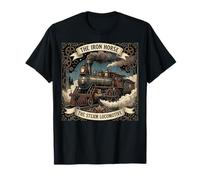 El Caballo de Hierro Locomotora de Vapor Vintage Tren Arte Camiseta