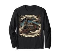 El Caballo de Hierro Locomotora de Vapor Vintage Tren Arte Manga Larga