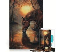 El Caballo y el río Rompecabezas para Adultos, 1000 Piezas, Juguete Que desafía la Mente, Pieza de colección de Arte de Corte nítido 38x52cm