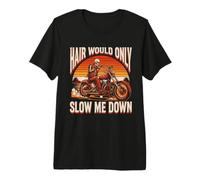 El Cabello Solo me ralentizaría Calvo Esqueleto Motobike Camiseta Premium