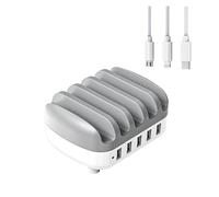 El Cable USB De Carga USB For PC Tablet 5 Vira El Muelle De La Estación De Carga USB con El Soporte 40W 5V2.4A Ampliamente Aplicado(White-02)