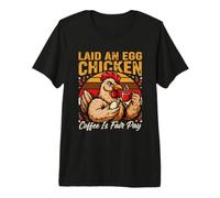 El café de Pollo con Huevo Puesto es un Humor Justo pagado Camiseta Premium