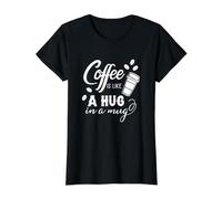 El café es como un Abrazo en una Taza, Divertido Amante del café Camiseta gráfica económica, Mujer, Negro, XL