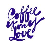 El café es mi amor, frase caligráfica dibujada a mano. Calcomanías de vinilo para murales y paredes 54.6x58cm Embellecimiento de paredes Azul oscuro