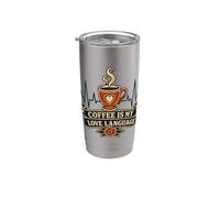 El café es mi lenguaje de amor - Cotización de latidos del corazón con cafeína Vaso térmico de acero inoxidable de doble pared