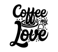 El café es mi tipografía de amor del café Calcomanías de vinilo para murales y paredes 42x47.4cm Decoración de carrocerías Negro