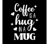 El café es un abrazo en una taza, letras y cita sobre café. Calcomanías de vinilo para murales y paredes 52x68.1cm Pintura mural artística Blanco