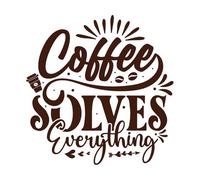 El café lo soluciona todo. Café vintage dibujado a mano con letras a mano. Pegatinas de pared de papel adhesivo 42x42.7cm Decoración de tiendas Café