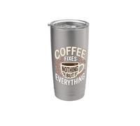 El café no arregla nada más que todo los amantes de la cafeína divertido Vaso térmico de acero inoxidable de doble pared