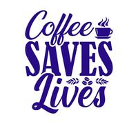 El café salva vidas Amantes del café Calcomanías de pared de PVC 41x48.3cm Decoración artística Azul oscuro