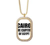 El Cairo - Collar con colgante de diamantes de cristal dorado con la capital de Egipto