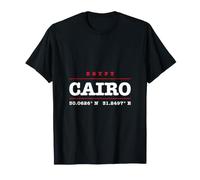 El Cairo Egipto Coordenadas GPS Latitud Longitud Tipografía Camiseta