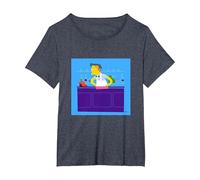 El Camarero de Moe's Tavern de Los Simpson Camiseta, Mujer Tallas Grandes, Azul Jaspeado, 6XL Grande