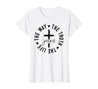 El Camino. La Verdad. La Vida. Jesús. Dios Cristiano ama. Camiseta gráfica económica, Mujer, Blanco, L