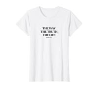 El Camino La Verdad La Vida Verso de la Biblia Juan 14 6 Cristiano Camiseta gráfica económica, Mujer, Blanco, L