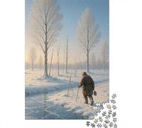 El Campo Nevado del Amanecer 1.000piezas Rompecabezas Pintura de Paisaje Adultos Accesorios Formación Retos Hogar Decoración 1000pcs (75x50cm)