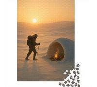 El Campo Nevado del Amanecer 1.000piezas Rompecabezas Pintura de Paisaje Adultos Accesorios Formación Didácticos Hogar Decoración 1000pcs (75x50cm)
