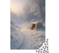 El Campo Nevado del Amanecer 1.000piezas Rompecabezas Pintura de Paisaje Adultos Accesorios Formación Retos 12+ Creatividad 1000pcs (75x50cm)