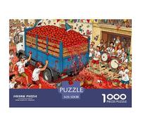 El Caos de La Tomatina en español Puzzle De Madera Impermeable Puzzles De 1000 Piezas Regalos para Adultos Colorido Rompecabezas Decoración del Hogar